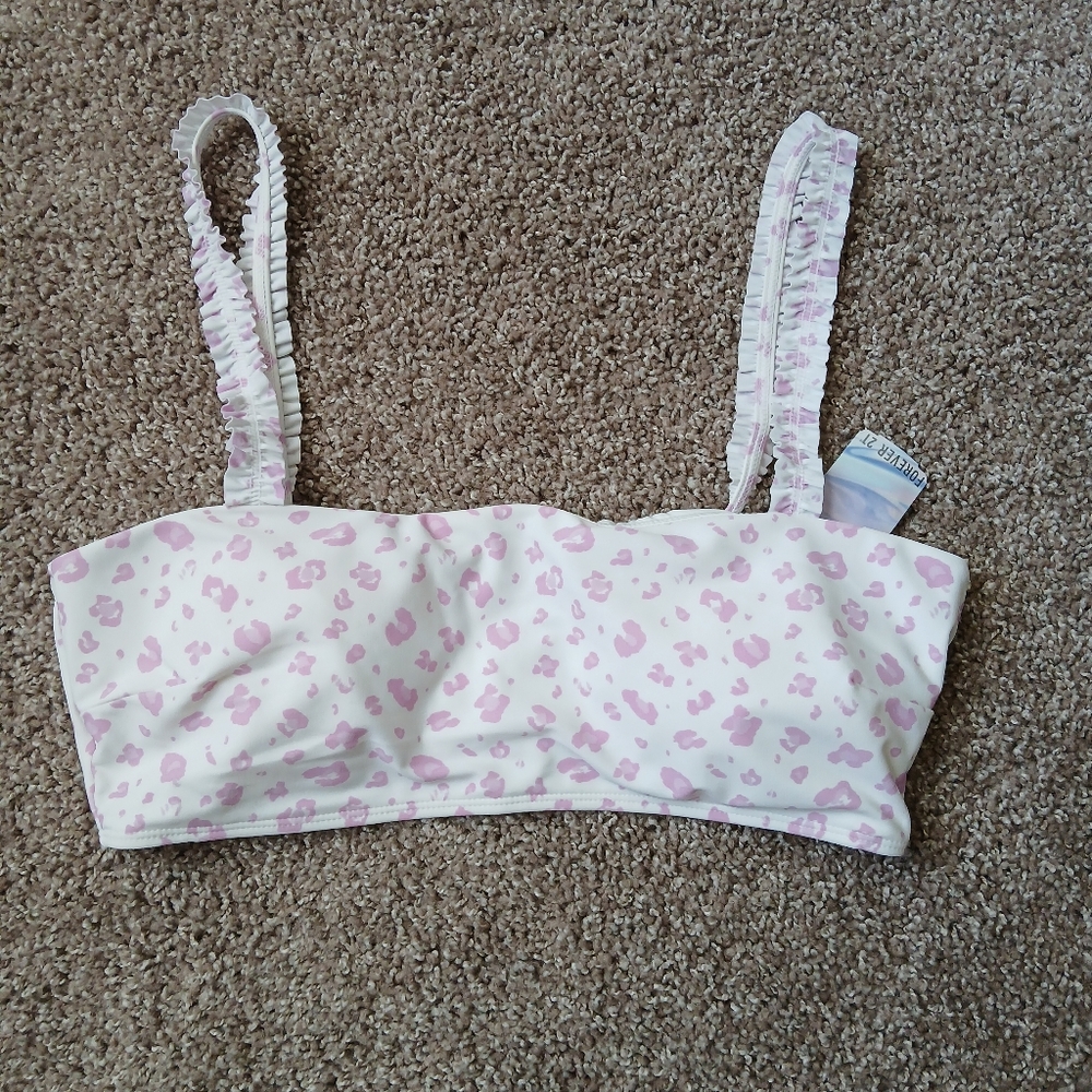 NWT Forever 21 Pink Cheetah Ruffle Strap Bikini Top XL